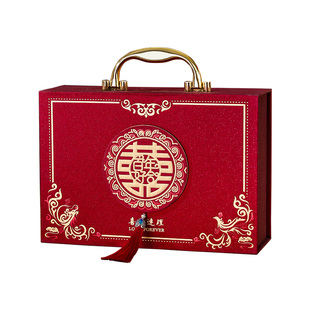 结婚红色彩礼现金礼盒女方嫁妆陪嫁物品订婚三金收钱箱婚庆用品