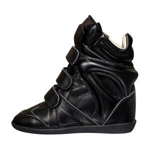 秋冬款8厘米隐形内增高女白色高帮休闲真皮加绒魔术贴高帮运动鞋