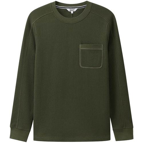 AIGLE艾高夏秋季新款简约圆领男士户外运动休闲长袖T恤法式上衣