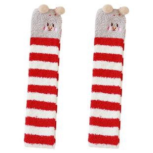 珊瑚绒少女地板袜子冬季加厚可爱卡通家居毛绒高筒保暖护膝家居袜