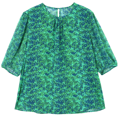 GESGOO设计感印花气质真丝衬衫