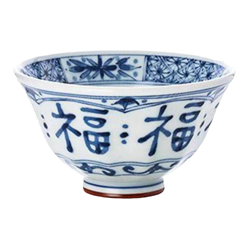 蓝凛堂饭碗福字碗日式釉下彩精致