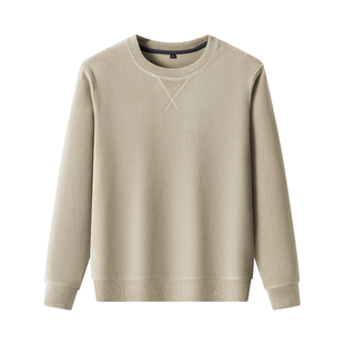 雪中飞男士卫衣绵羊毛奥粒绒高级感圆领秋冬季保暖套头内搭打底衫