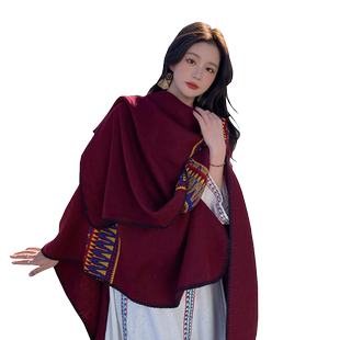 沙漠旅行民族风波西米亚围巾披肩西藏丽江旅游拍照大斗篷保暖女