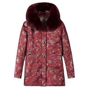 奶奶冬装羽绒服中老年人女妈妈大码加厚棉衣老人衣服外套宽松超肥