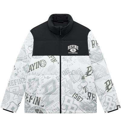 特步羽绒服男款秋冬季新款运动上衣潮流男装撞色加绒加厚保暖外套