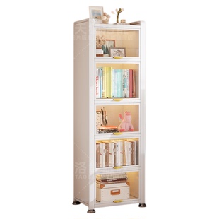 窄缝书柜落地防尘储物柜钢制带门儿童收纳柜置物架小书架学生客厅
