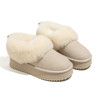 低帮厚底雪地靴女2025新款冬季懒人一脚蹬毛毛棉鞋加绒加厚女鞋子