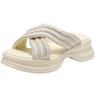 百丽女鞋子厚底拖鞋夏季新款可外穿增高懒人海边凉鞋B2669BT5