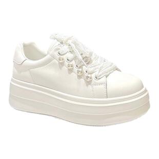 COMELY康莉2026厚底蕾丝系带珍珠板鞋增高小白鞋KKF56613DA01CM5