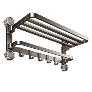 吸盘毛巾架卫生间免打孔浴室置物架浴巾架厕所洗澡间收纳挂架套件