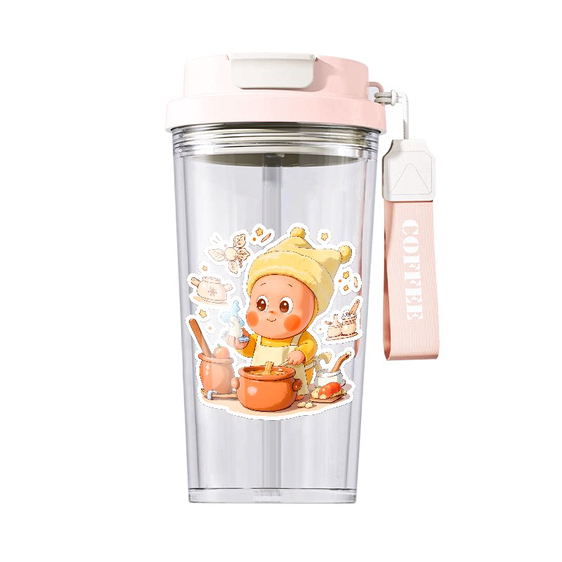 星星人奶瓶级可装热水吸管杯