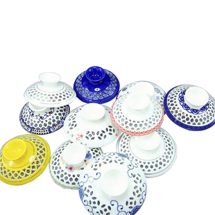 盖碗单盖子三才泡茶碗杯白瓷窑变透明玻璃陶瓷盖子茶具零配件配盖