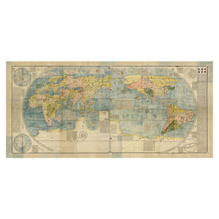 明 利玛窦 坤舆万国全图 高清微喷复制古字画地图挂画工笔装裱