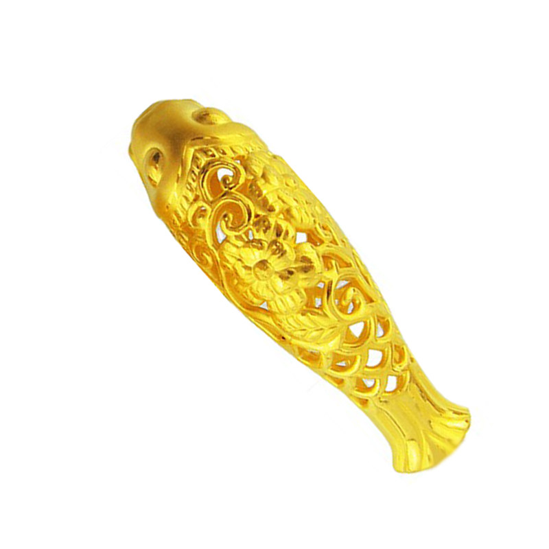 新品3D硬金足金复古鱼手链 年年有余转运珠富贵黄金镂空鱼男女