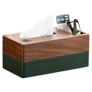 胡桃木纸巾盒家用客厅餐桌茶几卧室轻奢手机支架餐巾纸抽纸收纳盒