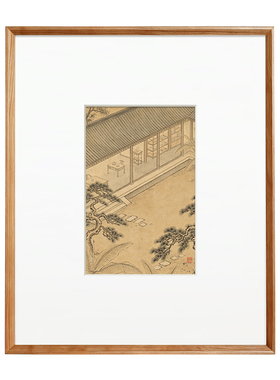 新中式实木相框A4山水画框摆台挂墙定制装饰画框复古风挂画装饰