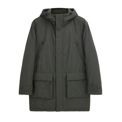 冬季保暖白鹅绒中长款连帽羽绒服