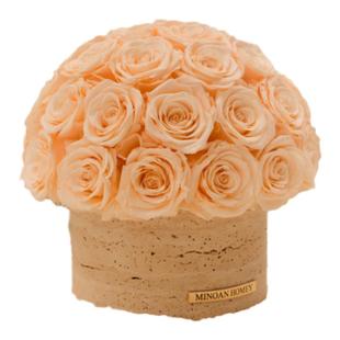 高级黄洞石永生花家居花艺摆件玫瑰桌花豪宅室内装饰乔迁礼物礼盒