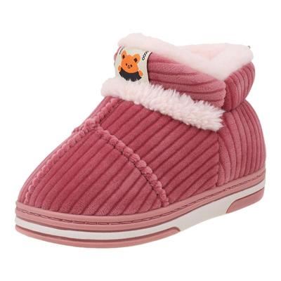 冬季儿童居家外穿包跟棉拖鞋男女童加绒加厚毛防滑中大童保暖棉鞋