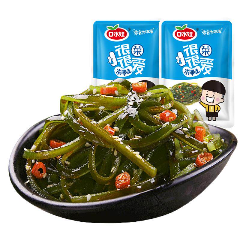 口水娃海带丝香卤海味零食小吃香辣海带结即食裙带菜海带休闲食品
