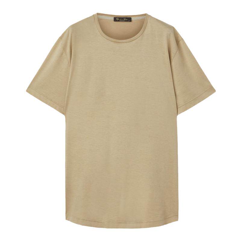 Loro Piana/诺悠翩雅男装桑蚕丝和和棉质混纺平纹针织圆领短袖T恤