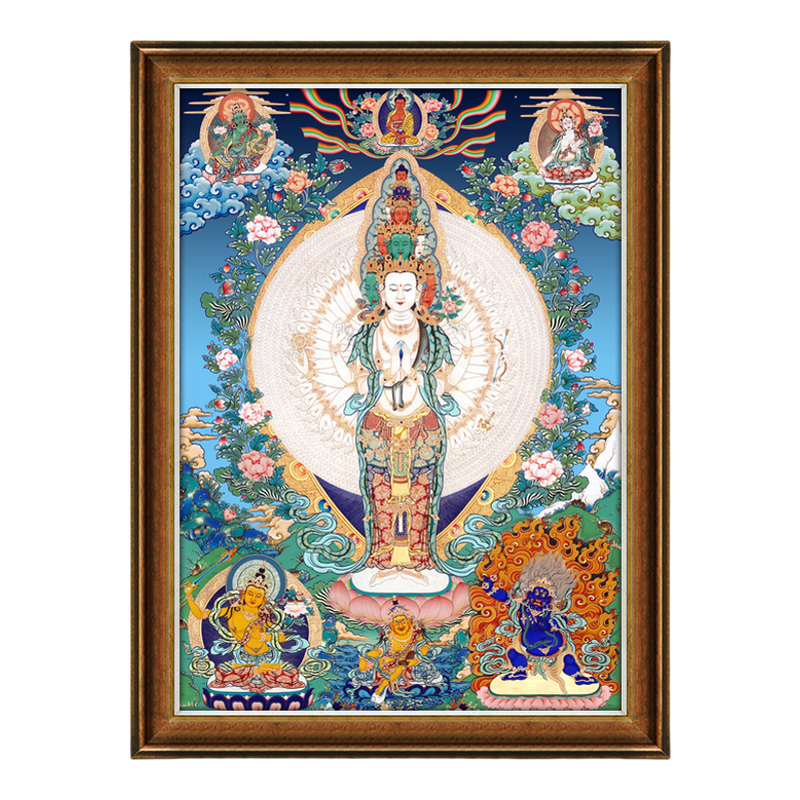 千手观音菩萨唐卡佛堂装饰挂画