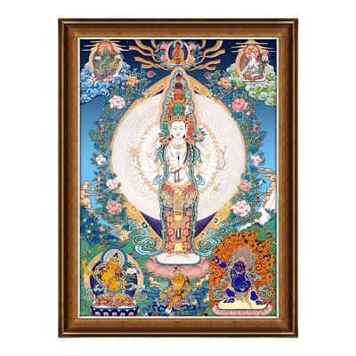 千手观音菩萨唐卡佛堂装饰挂画