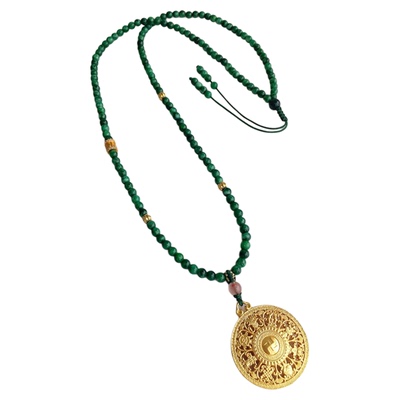 原创甘青珠链新中式和田玉项链