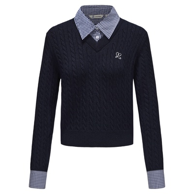 假两件针织毛衣学院风上衣女