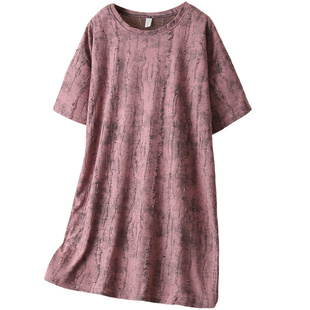 复古休闲风小个子T裙胖莹莹大码女装胖mm夏季遮肉潮酷破洞连衣裙