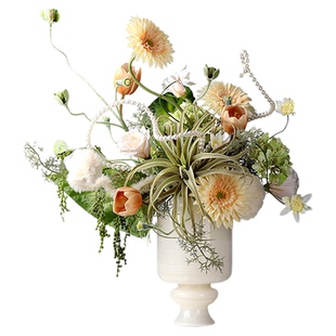 法式轻奢高级感天然玉石花瓶插花架空层酒店客厅餐桌花艺创意摆件