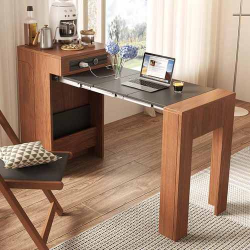 小户型迷你可伸缩餐桌椅边柜一体现代简约省空间长方形家用饭桌子