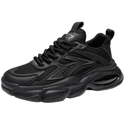 黑武士男鞋2026新款春季百搭潮牌运动鞋男士休闲跑步厚底老爹潮鞋