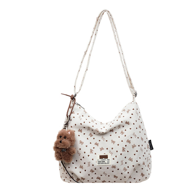 玲澜韩版甜美时尚帆布斜挎托特包