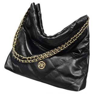 hr赫莲娜女士包包秋冬新款黑色菱格链条托特包时尚质感单肩腋下包