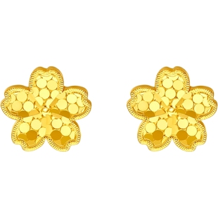 周六福5G黄金耳饰女花间集甜耀小桃花无极金计价足金新年礼物