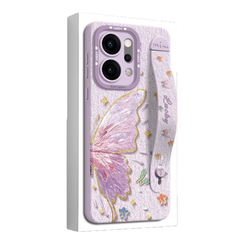 蝴蝶适用oppoReno14手机壳OPPOReno14pro新款reno13软硅胶13pro腕带12支架11女款10proplus外壳9追剧2025高档
