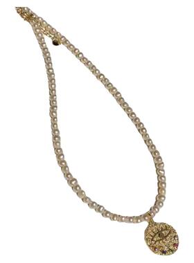 莫桑石圆形硬币恶魔之眼项链