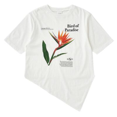 moussy 夏季天堂鸟花印花纯棉打结短袖T恤010IS390-4031