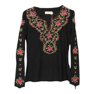 新疆舞蹈上衣艺考生考级表演练功舞服装广场舞绣花长袖维族舞服饰