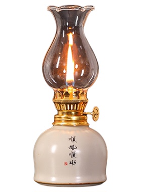 陶瓷油灯供佛灯酥油灯复古煤油灯家用佛前供奉灯长明灯烛台香油灯
