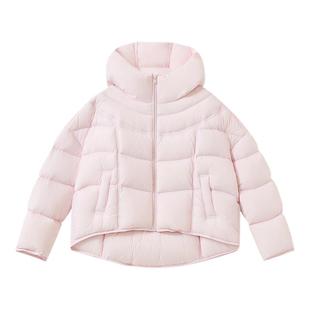 播商场同款灰色龟背羽绒服短款女25冬新款连帽保暖外套BDS4RD3843