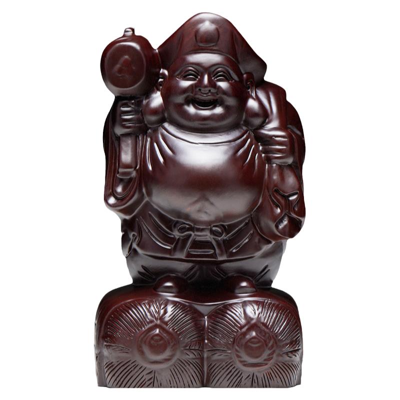 黑檀实木质雕刻大天财神佛