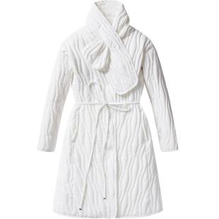 【鹅绒】波司登女中长款通勤简约显瘦V领轻薄羽绒服围巾护颈保暖