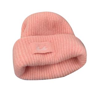 粉色针织毛线帽子女秋冬加厚大头围冷帽显脸小百搭保暖防寒护耳帽