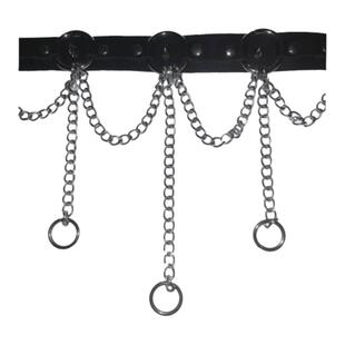 暗黑朋克风金属圆环铆钉项圈 甜酷辣妹链条流苏哥特choker皮项链