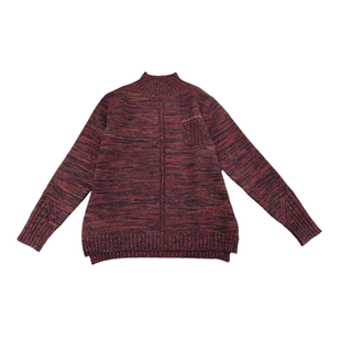 中青年妈妈羊毛衫秋冬花纱半高领打底衫前短后长宽松复古毛衣厚款