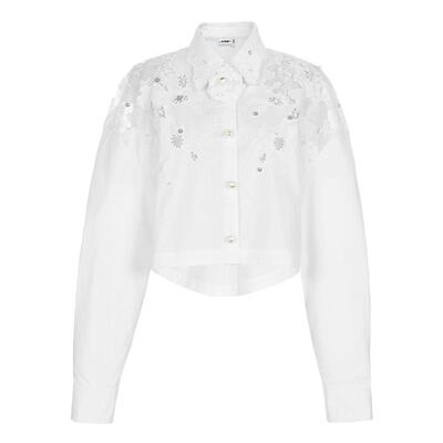 时尚蕾丝绣花短款上衣