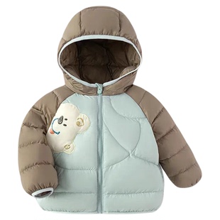 儿童羽绒服宝宝女童男童2025年冬装新款童装保暖外套上衣三防撞色